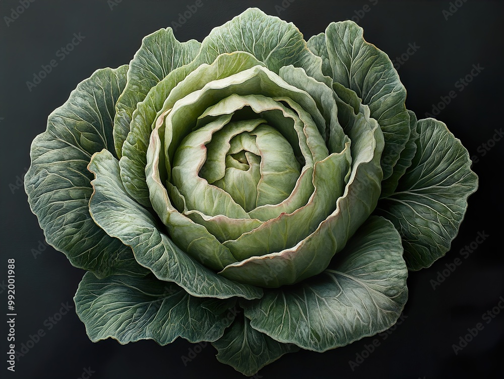 Canvas Prints Close-up of a Fresh Green Cabbage