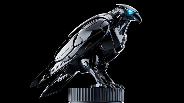 Sci-fi black metal hi-tech hawk spy robot