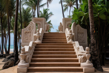 Fototapeta premium Stone Steps Leading to Tropical Paradise
