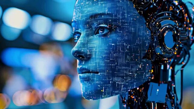cyber person with binary code