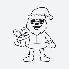 Christmas Santa character vector art illustration . line art and coloring page art . 