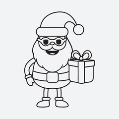 Christmas Santa character vector art illustration . line art and coloring page art . 