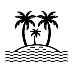 beach icon or modern line symbol. Vector line art and icon design with bold outline. Black and white Pixel Perfect minimalistic symbol isolated white background. Silhouette simple thin sign