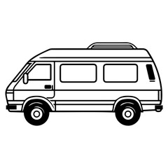 van icon or modern line symbol. Vector line art and icon design with bold outline. Black and white Pixel Perfect minimalistic symbol isolated white background. Silhouette simple thin sign