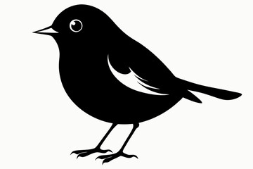 A cute American Robin bird for log silhouette black Vector art illustration