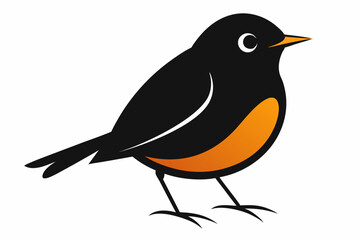 A cute American Robin bird for log silhouette black Vector art illustration