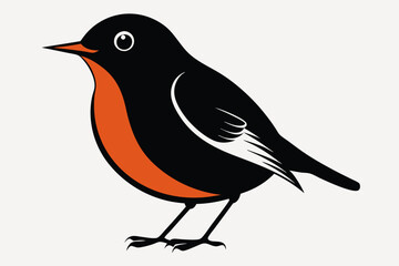 Obraz premium A cute American Robin bird for log silhouette black Vector art illustration