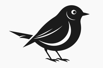 A cute American Robin bird for log silhouette black Vector art illustration