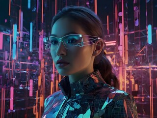 Obraz premium Futuristic Multiverse with Dynamic 2D and 3D Elements