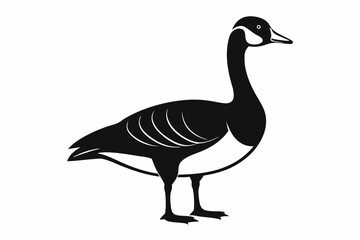 A cute Canada Goose bird for log silhouette black Vector art illustration