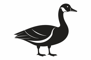 A cute Canada Goose bird for log silhouette black Vector art illustration