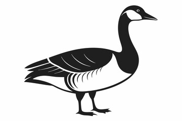 A cute Canada Goose bird for log silhouette black Vector art illustration