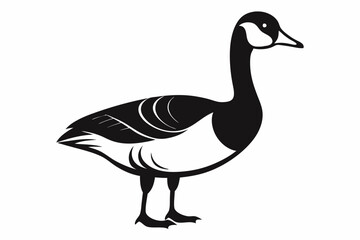 A cute Canada Goose bird for log silhouette black Vector art illustration
