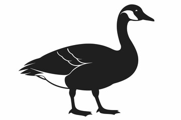 A cute Canada Goose bird for log silhouette black Vector art illustration