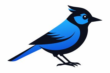 A cute Blue Jay bird for log silhouette black Vector art illustration 