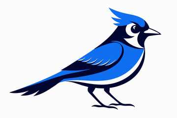A cute Blue Jay bird for log silhouette black Vector art illustration 