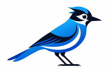 A cute Blue Jay bird for log silhouette black Vector art illustration 