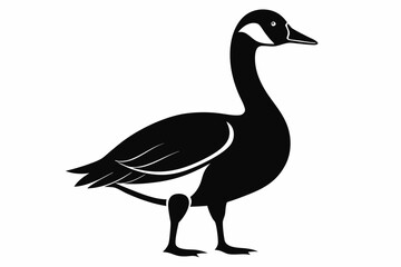 A cute Canada Goose bird for log silhouette black Vector art illustration