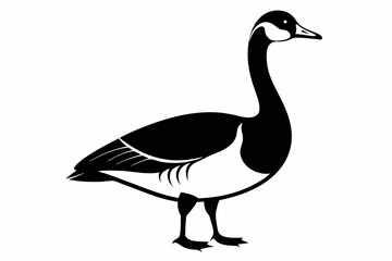 A cute Canada Goose bird for log silhouette black Vector art illustration