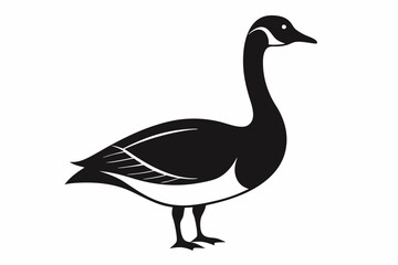 A cute Canada Goose bird for log silhouette black Vector art illustration