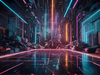Futuristic Multiverse with Dynamic 2D and 3D Elements