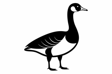 A cute Canada Goose bird for log silhouette black Vector art illustration