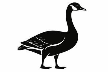 A cute Canada Goose bird for log silhouette black Vector art illustration