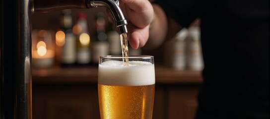 Pint being poured at bar (Beer pour)