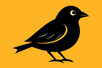 Obraz premium A cute Cedar Waxwing bird for log silhouette black Vector art illustration