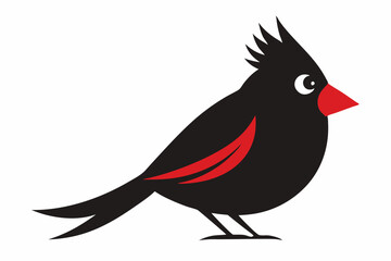 A cute Cardinal bird for log silhouette black Vector art illustration
