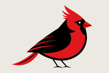 A cute Cardinal bird for log silhouette black Vector art illustration