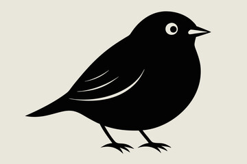 A cute Cedar Waxwing bird for log silhouette black Vector art illustration