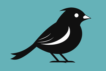 A cute Cedar Waxwing bird for log silhouette black Vector art illustration