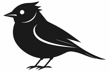 A cute Cedar Waxwing bird for log silhouette black Vector art illustration