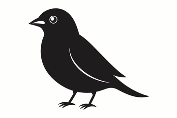 A cute Cedar Waxwing bird for log silhouette black Vector art illustration