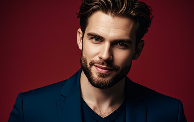 Fototapeta premium Rich and wealthy man with lifestyle and a successful businessman and a confident entrepreneur in a suit; a portrait of a successful young man; portrait photography