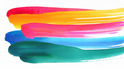 Naklejka premium Abstract brush strokes, colorful pattern. Watercolor painting style. Design element, white backdrop