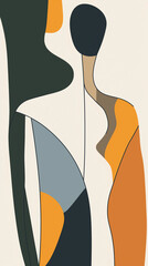 Female form defined by curving shapes with text space