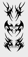 Black and white Neo tribal tattoo design set vector