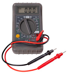 A meter used to measure electric current. Isolated background.