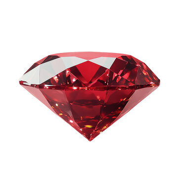 Sparkling red ruby gemstone with radiant cut isolated on transparent background