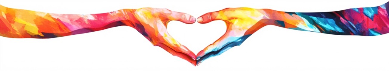 Colorful hand silhouette forming a heart, diversity equity inclusion