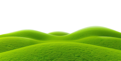 rolling green hills, vibrant green grass, isolated on white
