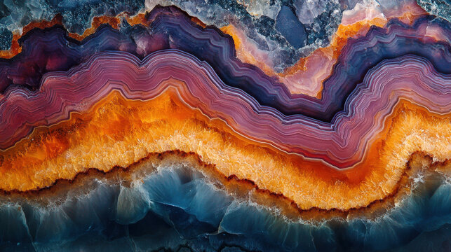 colourful, layered patterns of a geode slice