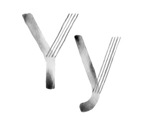 Chic black and white watercolor illustration of uppercase and lowercase 