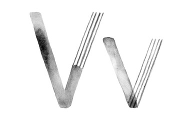 Minimalist black and white watercolor illustration of uppercase and lowercase 