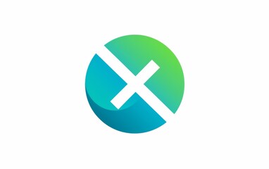 Fototapeta premium logo with blue and green color scheme, featuring a central medical cross symbol inside a circle on a solid white background, suitable for healthcare or business branding.