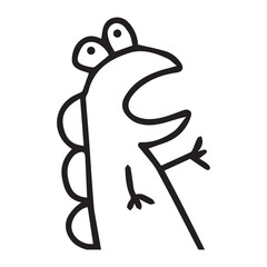 simple black cartoon character dinosaur open mouth