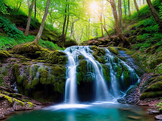 Obraz premium waterfall in the forest