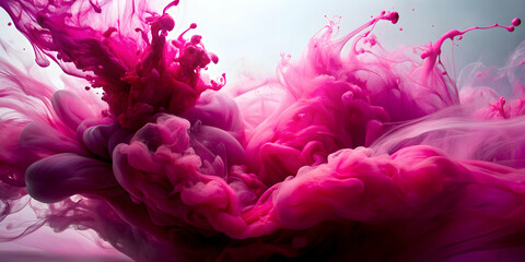 Obraz premium Magenta acrylic ink swirling in water creating a vibrant color explosion, magenta, acrylic ink, water, vibrant, colorful, fluid